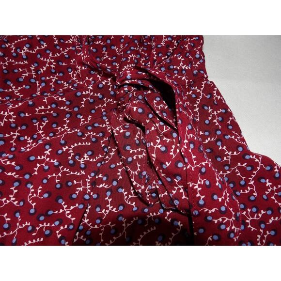 Talbots Plus X 0X Wrap Top Floral Burgundy Cottage Core Prairie Blouse New - Picture 9 of 16
